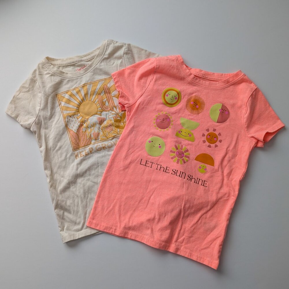 Cat & Jack sun themed shirt bundle girls size xs VGUC